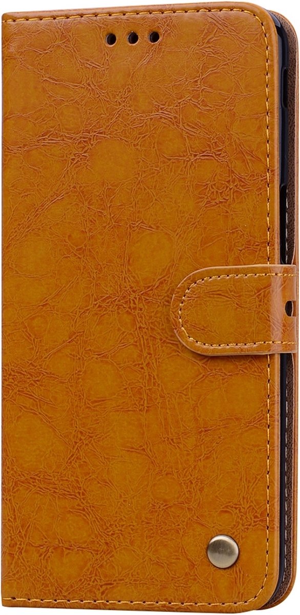Mobigear Telefoonhoesje geschikt voor Samsung Galaxy J6 Plus Hoesje | Mobigear Wallet Bookcase Portemonnee | Pasjeshouder voor 2 Pasjes | Telefoonhoesje voor Pinpas / OV Kaart / Rijbewijs - Cognac