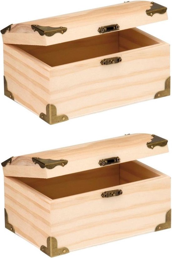 4x petites caisses en bois couvercle rond 12 x 6,5 cm - Matériel de Hobby/  bricolage -... | bol.com
