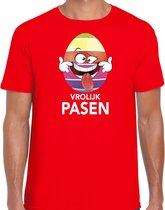 Paasei die tong uitsteekt vrolijk Pasen t-shirt / shirt - rood - heren - Paas kleding / outfit L