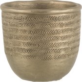 J-Line Bloempot Chalet Cement Groen/Goud Medium - Ø 14.5 cm