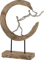J-Line figuur pareja Halve Maan - hout/aluminium - naturel/zilver - moederdag cadeautje