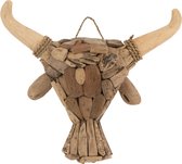 J-Line Muurdecoratie Stier Drijfhout Naturel Small