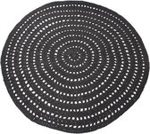 Nancy's Vloerkleed Knitted - Vloermat - Rond - Industrieel - Katoen - Zwart - 150 x 150 cm