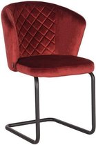 Nancy's Eetkamerstoel Flow - Fluweel - Industrieel - Stoel - Eetkamerstoelen - Rood - 58 x 85 x 60 cm