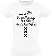 Good girls go to heaven, bad girls go to Amsterdam dames t-shirt | mokum | Wit