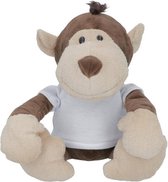 Knuffel met shirtje - Aap - 23 cm - Met eigen tekst of foto op shirtje