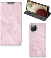 Flip Case Geschikt voor Samsung Galaxy A12 Smart Cover Marble Pink