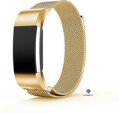 Milanees Smartwatch bandje - Geschikt voor Fitbit Charge 2 Milanese band - goud - Strap-it Horlogeband / Polsband / Armband - Maat: Maat S
