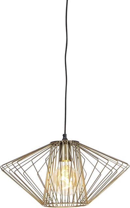 QAZQA stiel - Design Hanglamp - 1 lichts - Ø 42 cm - Goud/messing - Woonkamer | Slaapkamer | Keuken