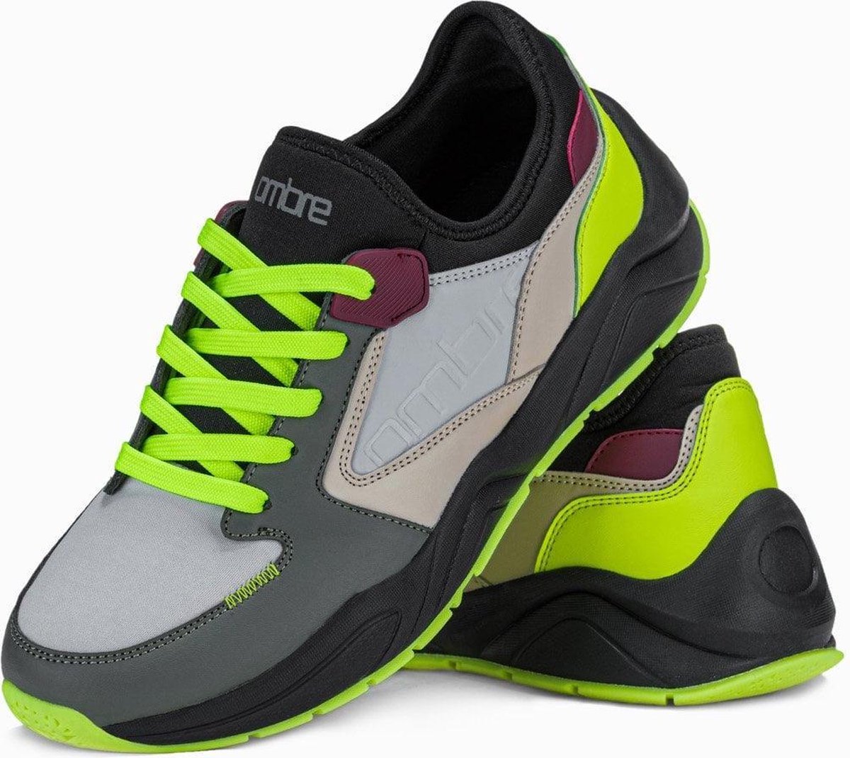 Ombre - heren sneakers - grijs - olive - laag - T363
