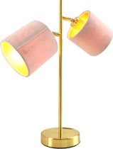 Olucia Tamer - Moderne Tafellamp - Metaal/Stof - Goud;Roze