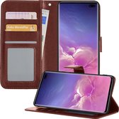 Samsung S10 Hoesje Book Case Hoes - Samsung Galaxy S10 Case Hoesje Portemonnee Cover - Samsung S10 Hoes Wallet Case Hoesje - Bruin