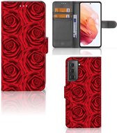 GSM Hoesje Geschikt voor Samsung Galaxy S21 Mobiel Bookcase Red Roses