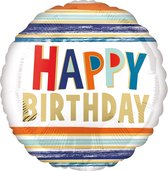 Amscan Folieballon Happy Birthday Letters And Stripes 43 Cm