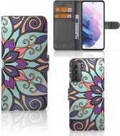 Mobiel Bookcase Geschikt voor Samsung Galaxy S21 Plus Smartphone Hoesje Purple Flower