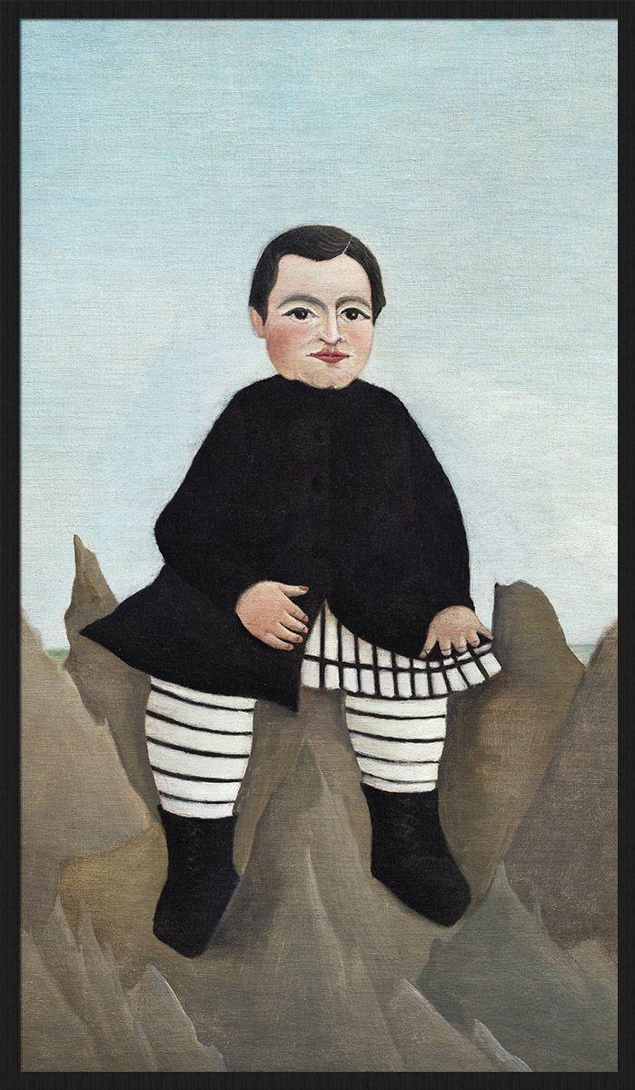 Schilderij - jongen op rotsen - Henri Rousseau - Collectie ART Facsimile - Forex met zwarte lijst - 70x118cm