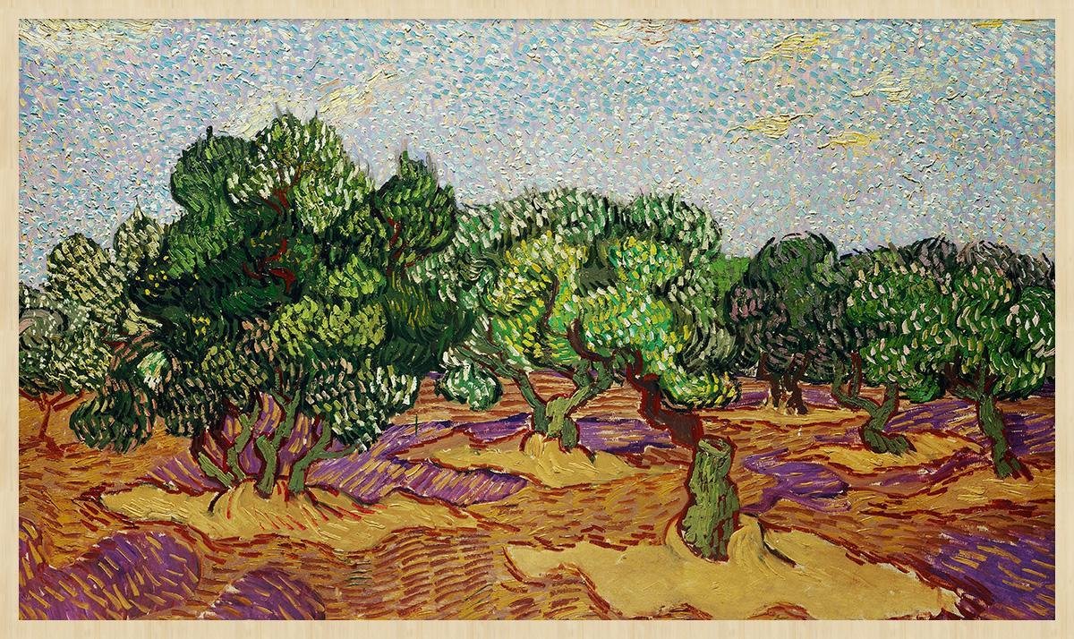 Schilderij - Olijfbomen - Vincent van Gogh - Collectie ART Facsimile - Forex met blanke lijst - 118x70cm