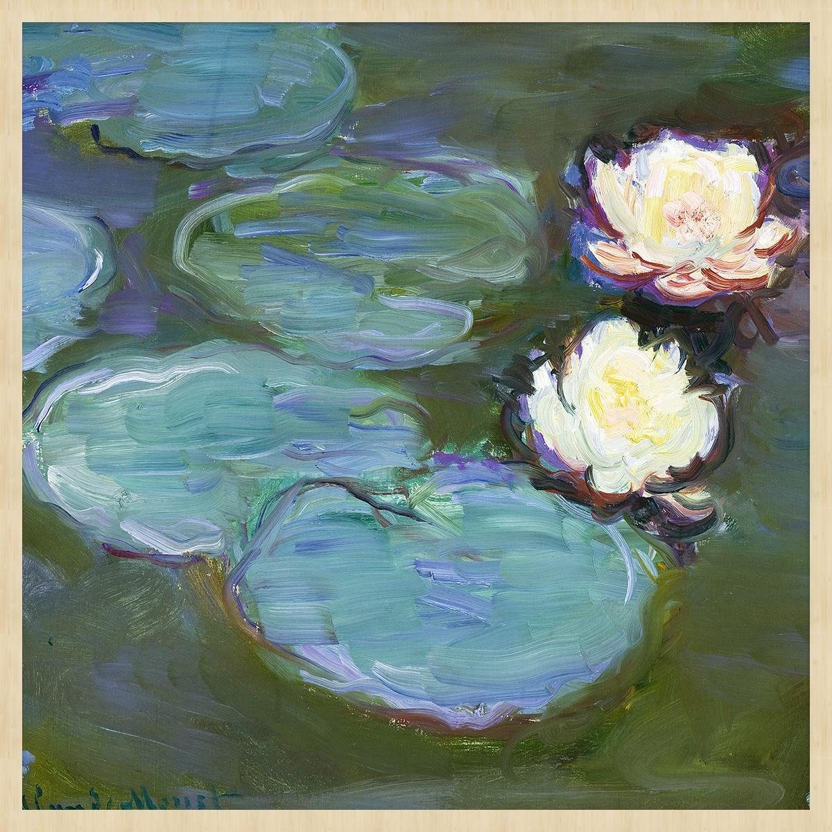 Schilderij - waterlelies - Claude Monet - Collectie ART Facsimile - Forex met blanke lijst - 74x74cm