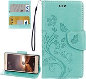 Voor xiaomi redmi 3 pro / 3s vlinders liefde bloemen reliÃ«f horizontale flip lederen tas met houder & kaartsleuven & portemonnee & lanyard (groen)