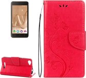 Voor Wiko Lenny3 Max Pressed Flowers Pattern Horizontal Flip Leather Case met houder & kaartsleuven & portemonnee (rood)