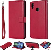 Voor Huawei Honor 8X effen kleur horizontale flip beschermhoes met houder & kaartsleuven & portemonnee & fotolijst & lanyard (rood)