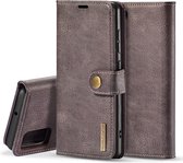 Voor Galaxy A71 DG.MING Crazy Horse Texture Flip afneembare magnetische lederen tas met houder & kaartsleuven & portemonnee (grijs)