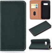 Voor Galaxy S10 Lite effen kleur mat magnetische horizontale flip lederen tas met kaartsleuven en houder (groen)