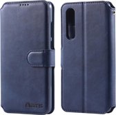 Voor Huawei P30 AZNS kalf textuur magnetische horizontale flip pu lederen case met houder & kaartsleuven & fotolijst (blauw)