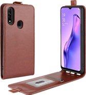 Voor Oppo A8 R64 textuur enkele verticale flip lederen beschermhoes met kaartsleuven en fotolijst (bruin)