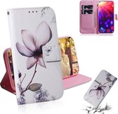 Magnolia Flower Pattern Gekleurde tekening Horizontale Flip Leather Case voor Huawei Honor View 20, met houder & kaartsleuven & portemonnee