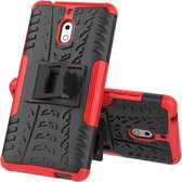 Tire Texture TPU + PC schokbestendig telefoonhoesje voor Nokia 2.1, met houder (rood)