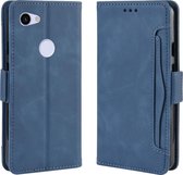 Wallet Style Skin Feel Calf Pattern lederen tas voor Google Pixel 3a XL, met apart kaartslot (blauw)