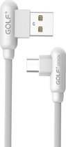 GOLF GC-45m 1m 90 graden elleboog Micro USB naar USB 2.4A USB-datakabel opladen Snel opladen USB-datakabel voor Galaxy, LG, Huawei, Xiaomi en andere smartphones (wit)