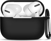 Hoesje geschikt voor Apple Airpods Pro - Softcase - Sleutelhanger - Cover - Extra dun - Siliconen - Zwart