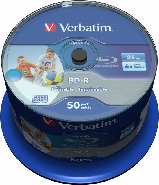 Verbatim 43812 Blu-ray BD-R SL disc 25 GB 50 stuk(s) Spindel Bedrukbaar - Verbatim