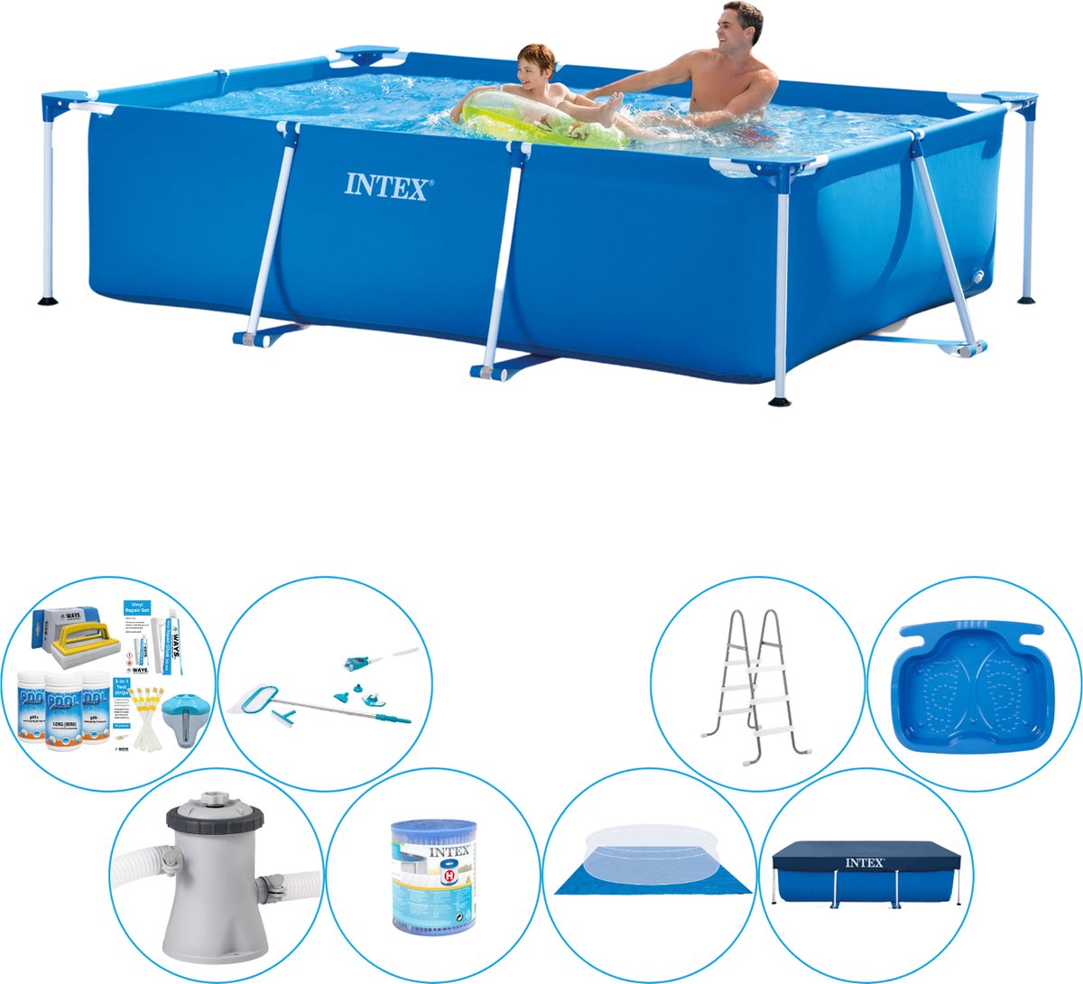 Frame Pool Rechthoekig 260x160x65 cm - Alles in 1 Zwembad Pakket