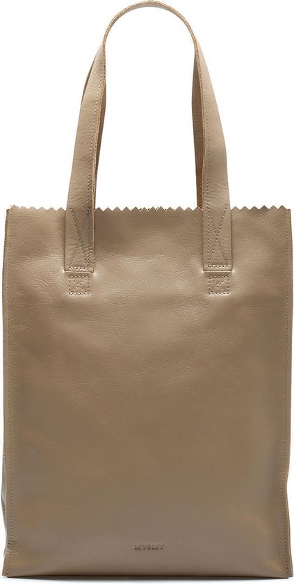 MYOMY Schoudertas My Paper Bag Long Handle Zip Leer - beige