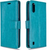 Voor Galaxy A01 Crazy Horse Texture Horizontal Flip Leather Case met houder & kaartsleuven & portemonnee & fotolijst (blauw)