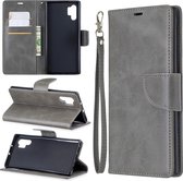 Retro lamsvacht textuur pure kleur horizontale flip pu lederen case met houder & kaartsleuven & portemonnee & lanyard voor Galaxy Note10 + (grijs)