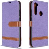 Voor Xiaomi Redmi Note 8T Kleuraanpassing Denim Textuur Horizontaal Flip PU lederen tas met houder & kaartsleuven & portemonnee & draagkoord (paars)