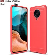 Voor Xiaomi Redmi K30 Pro Brushed Texture Carbon TPU Case (Rood)