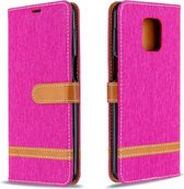 Voor Xiaomi Redmi Note 9 / Note 9S / Note 9 Pro Kleurafstemming Denim Texture Horizontaal Flip Leather Case met houder & kaartsleuven & Wallet & Lanyard (Rose Red)