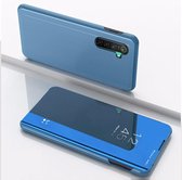 Voor OPPO Realme XT / K5 / Realme X2 vergulde spiegel horizontale flip lederen hoes met standaard mobiele telefoon holster (blauw)