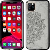 ReliÃ«f Mandala-patroon PC + TPU + stoffen telefoonhoes voor iPhone 11 Pro Max, met draagkoord en magnetisch (grijs)