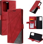 Voor Samsung Galaxy Note20 Ultra Skin Feel Splicing Horizontale Flip lederen tas met houder & kaartsleuven & portemonnee & fotolijst (rood)