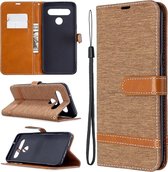 Voor LG K61 Denim Texture Horizontale Flip Leren Case met Houder & Kaartsleuven & Portemonnee & Lanyard (Bruin)