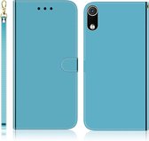Voor xiaomi redmi 7a geÃ¯miteerd spiegelend oppervlak horizontale flip lederen tas met houder & kaartsleuven & portemonnee & lanyard (blauw)