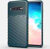 Voor Galaxy S10 Thunderbolt Shockproof TPU Soft Case (Donkergroen)