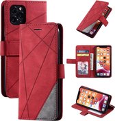 Voor iPhone 11 Pro Max Skin Feel Splicing Horizontale flip lederen tas met houder & kaartsleuven & portemonnee & fotolijst (rood)