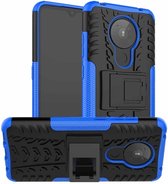 Voor Nokia 5.3 Tyre Texture Shockproof TPU + PC beschermhoes met houder (blauw)